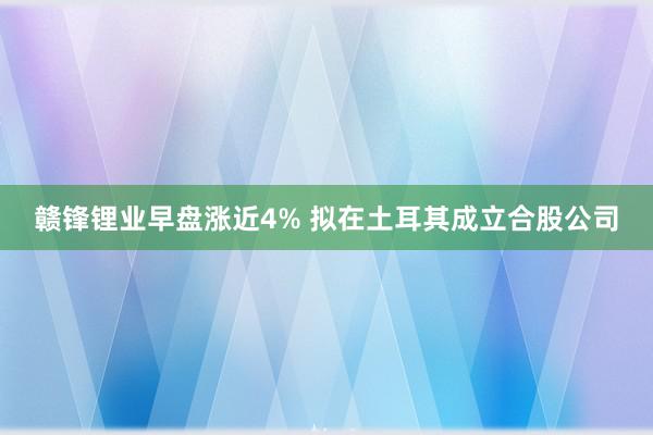 赣锋锂业早盘涨近4% 拟在土耳其成立合股公司